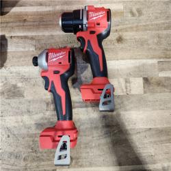 HOUSTON LOCATION - AS-IS Milwaukee M18 18V Lithium-Ion Brushless Cordless Compact Drill/Impact Combo Kit (2-Tool) W/(2) 2.0 Ah Batteries  Charger & Bag
