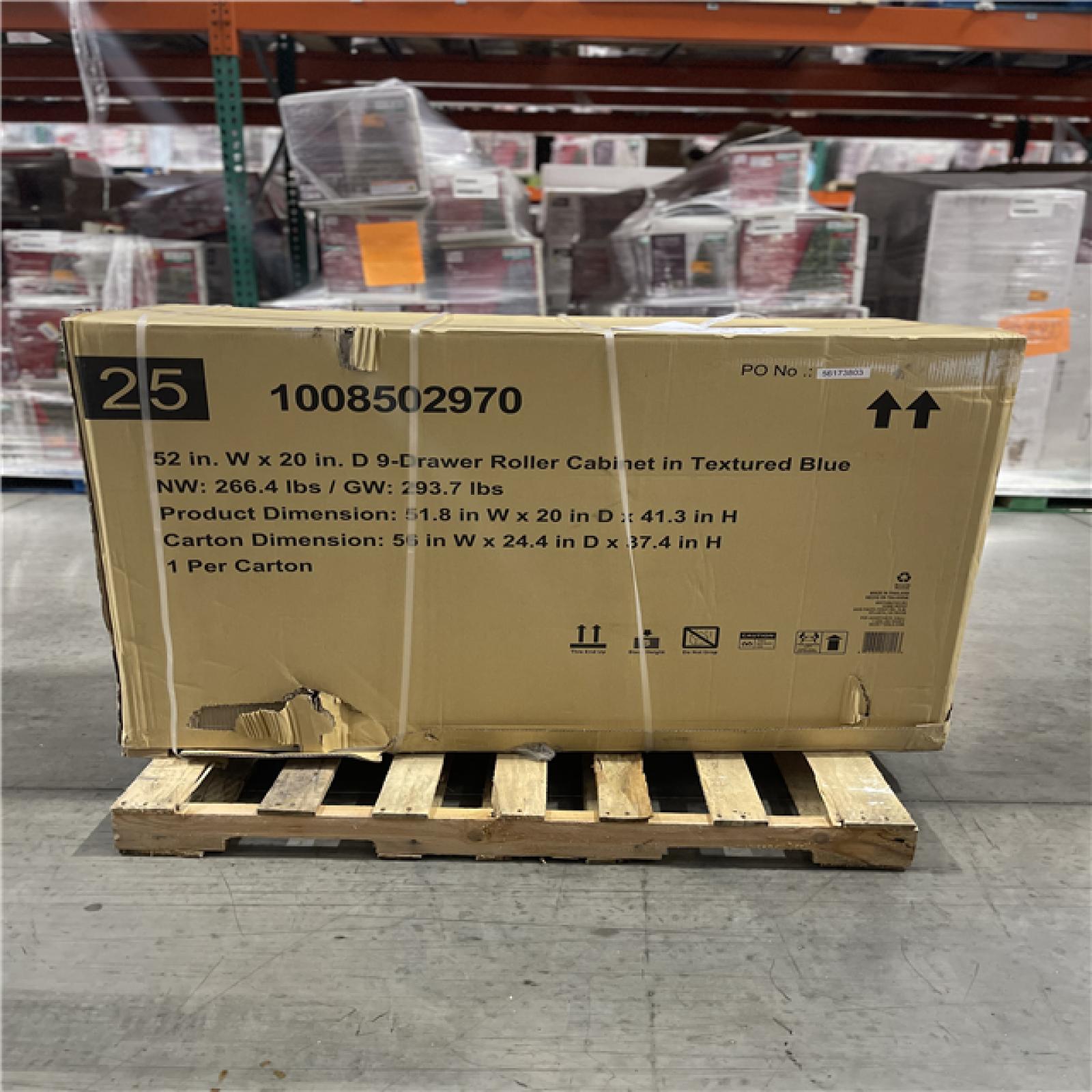 DALLAS LOCATION - Husky Heavy-Duty 52 in. W x 20 in. D 9-Drawer Matte Blue Rolling Tool Cabinet