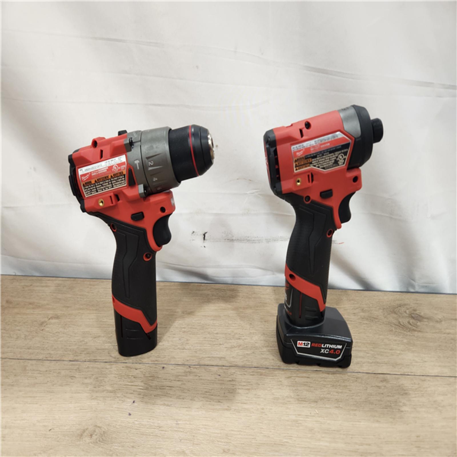 AS-IS- Milwaukee M12 FUEL Gen4 1/2-in. Drill Driver and 1/4-in. Hex Impact Driver Combo Kit with SHOCKWAVE RED HELIX Titanium 23-Piece Drill Bit Set