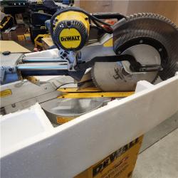 AS-IS DEWALT 15 Amp Corded 12 in. Double Bevel Sliding Compound Miter Saw with XPS Technology, Blade Wrench and Material Clamp