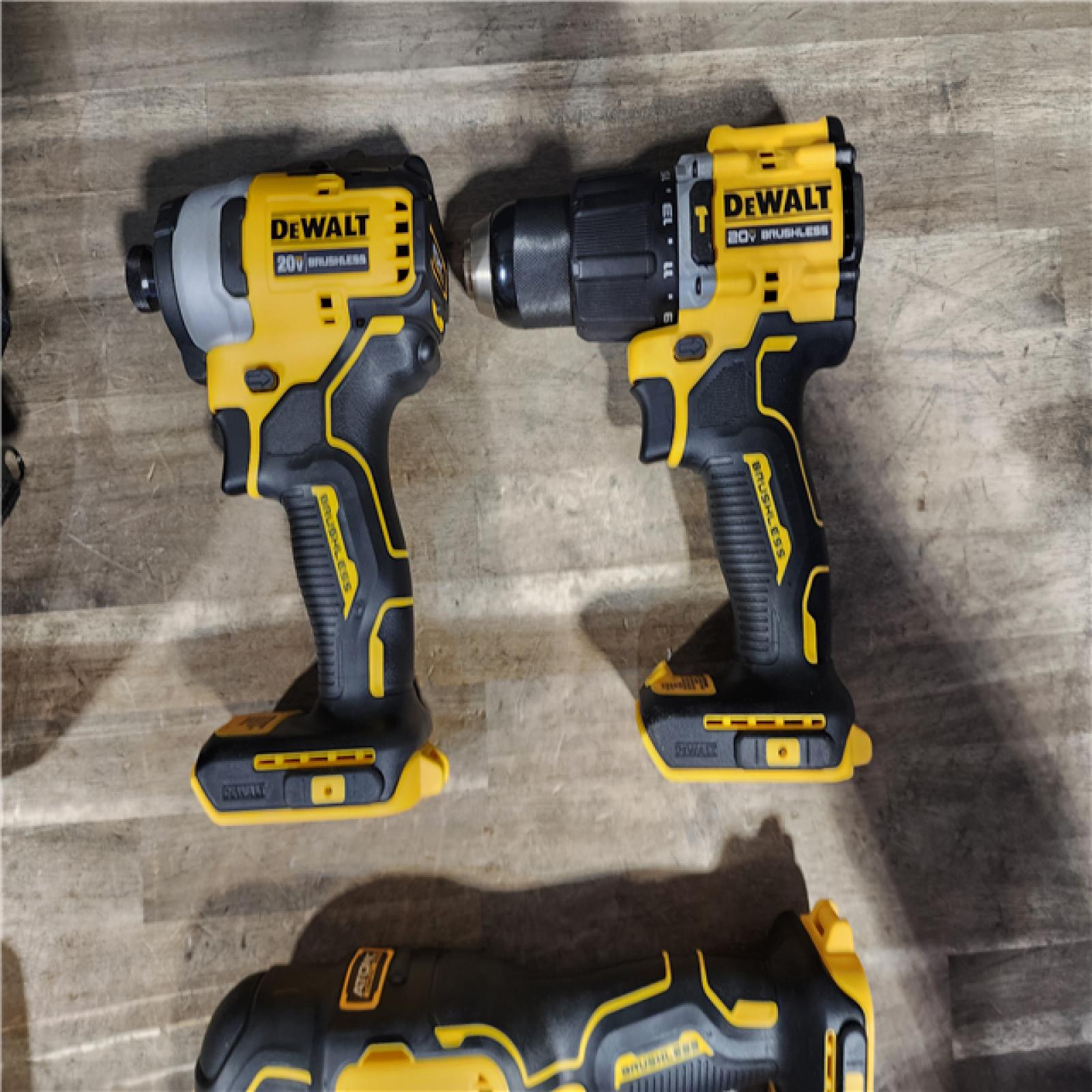 HOUSTON LOCATION - AS-IS DeWalt 20V MAX ATOMIC Cordless Brushless 3-Tool Combo Kit