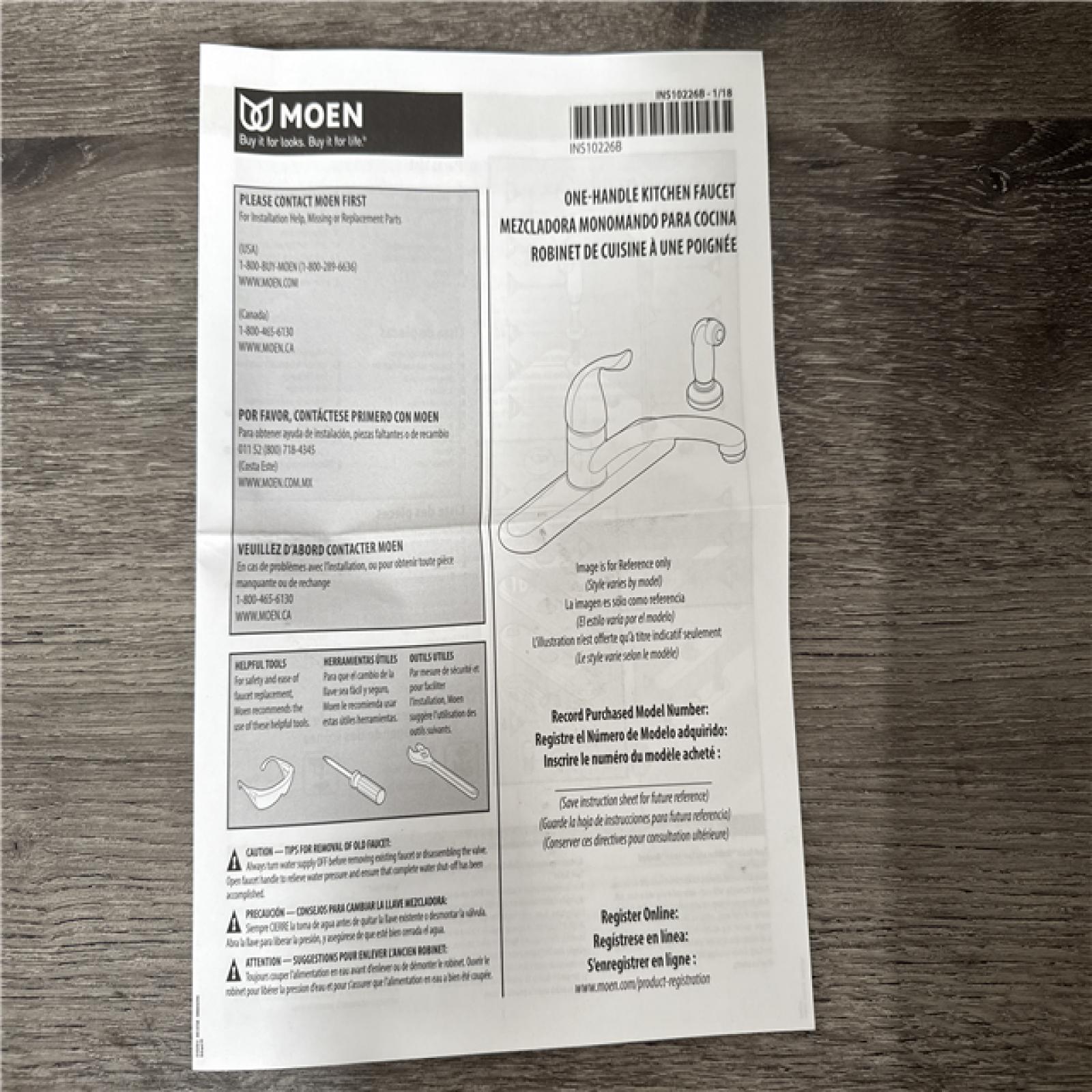 California AS-IS Moen One-Handle Kitchen Faucet