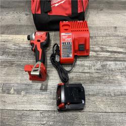 AS-IS Milwaukee 18-Volt Lithium-Ion Compact Brushless Cordless 1/4 in. Impact Driver Kit