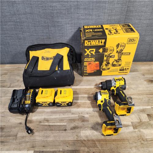 HOUSTON LOCATION - AS-IS DEWALT 20V MAX XR Hammer Drill and ATOMIC Impact Driver 2 Tool Cordless Combo Kit with (2) 4.0Ah Batteries, Charger, and Bag