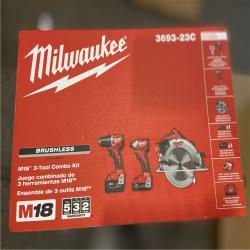 NEW! - Milwaukee Tool M18 18V Li-Ion Brushless Cordless Hammer Drill, Impact Driver, and Circ Saw Combo Kit