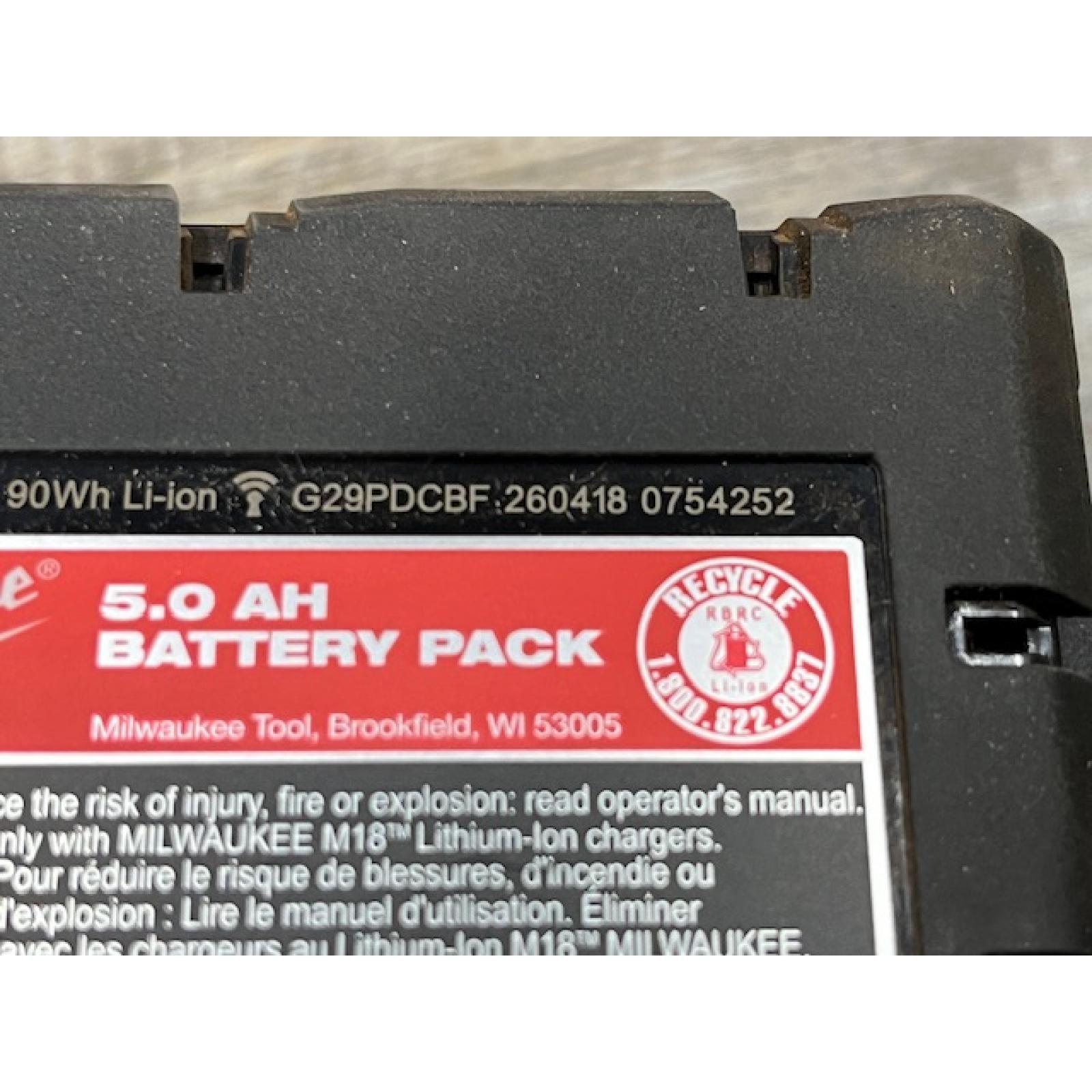 AS-IS Milwaukee 18-Volt Lithium-Ion XC Starter Kit with One 5.0Ah Battery and Charger