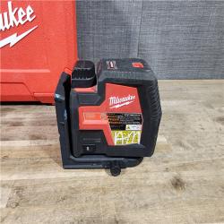 HOUSTON LOCATION - AS-IS Milwaukee-3522-21 Green Beam Laser Cross Line Plumb Point USB Rechargeable