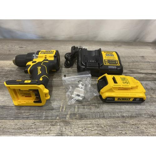 AS-IS DEWALT Atomic 20V Lithium-Ion Cordless Compact 1/2 in. Drill/Driver Kit