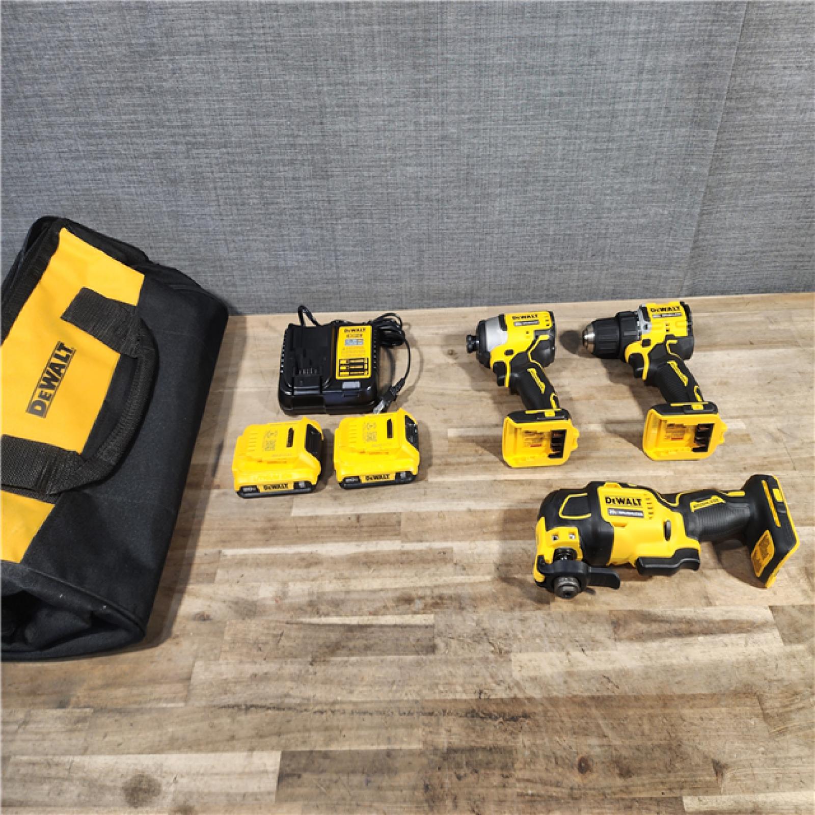 HOUSTON LOCATION - AS-IS DeWalt 20V MAX ATOMIC Cordless Brushless 3 Tool Combo Kit