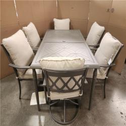 Phoenix LIKE NEW Hampton Bay Preston Pointe Dark Cement Gray 7-Piece Metal Outdoor Dining Set with CushionGuard Putty Cushions