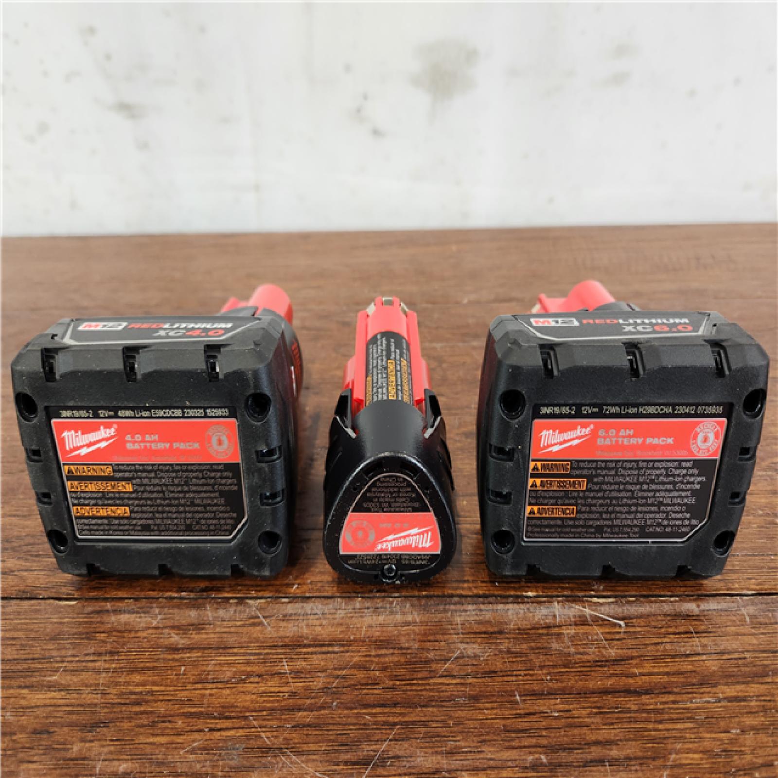 AS-IS Milwaukee M12 12-Volt Lithium-Ion 6 Ah/4 Ah/2 Ah Extended Capacity Battery Packs (3-Batteries)