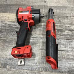 AS-IS Milwaukee FUEL 18V Cordless Mid Torque 1/2 in. Impact Wrench w/ 12 FUEL 3/8 in. Ratchet Combo Kit