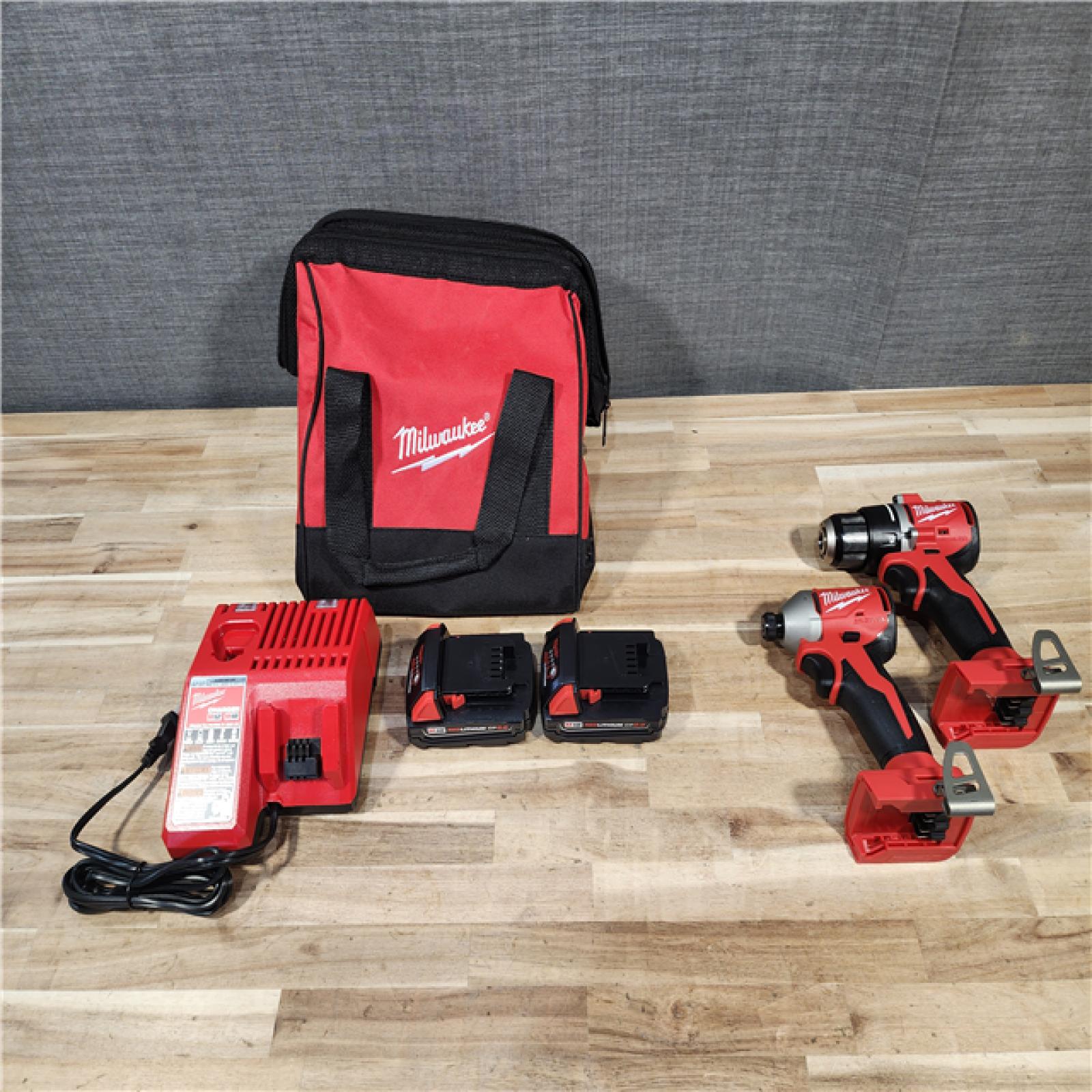 HOUSTON LOCATION - AS-IS Milwaukee M18 18V Lithium-Ion Brushless Cordless Compact Drill/Impact Combo Kit