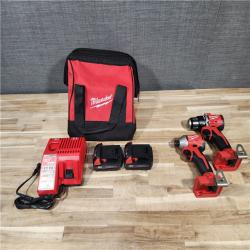 HOUSTON LOCATION - AS-IS Milwaukee M18 18V Lithium-Ion Brushless Cordless Compact Drill/Impact Combo Kit