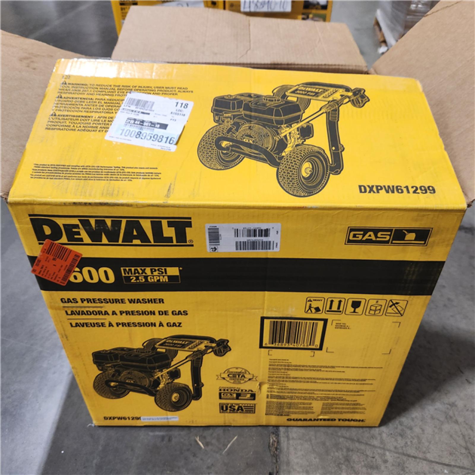 Dallas Location - As-Is DeWalt DXPW61299 3600 PSI 2.5 GPM Gas Pressure Washer