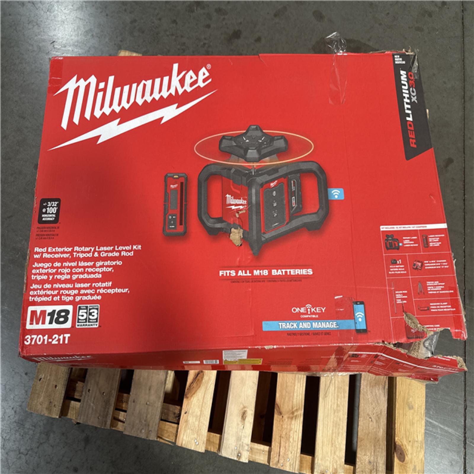 CALIFORNIA AS-IS MILWAUKEE RED EXTERIOR ROTARY LASER LEVEL KIT