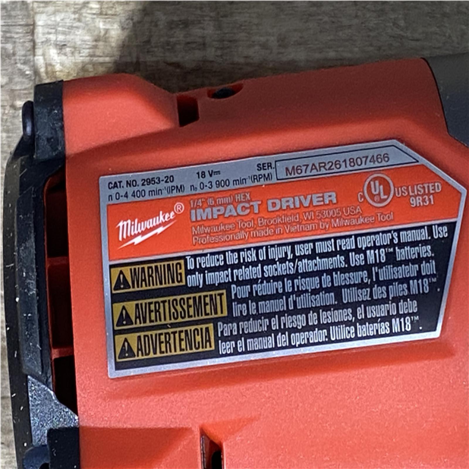 Houston Location AS-IS Milwaukee FUEL 18V Lithium-Ion Brushless Cordless 1/4 in. Hex Impact Driver (Tool-Only)