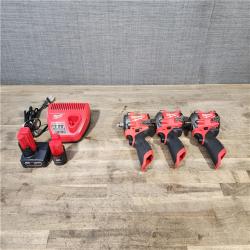 HOUSTON LOCATION - AS-IS MILWAUKEE 3 TOOL COMBO KIT W/ (2) BATTERY & CHARGER