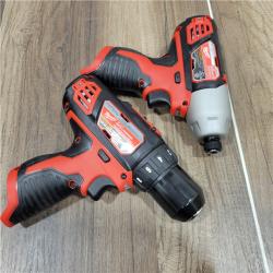 AS-IS Milwaukee M12 12V Lithium-Ion Cordless Drill Driver/Impact Driver Combo Kit with Two 1.5Ah Batteries, Charger and Bag (2-Tool)