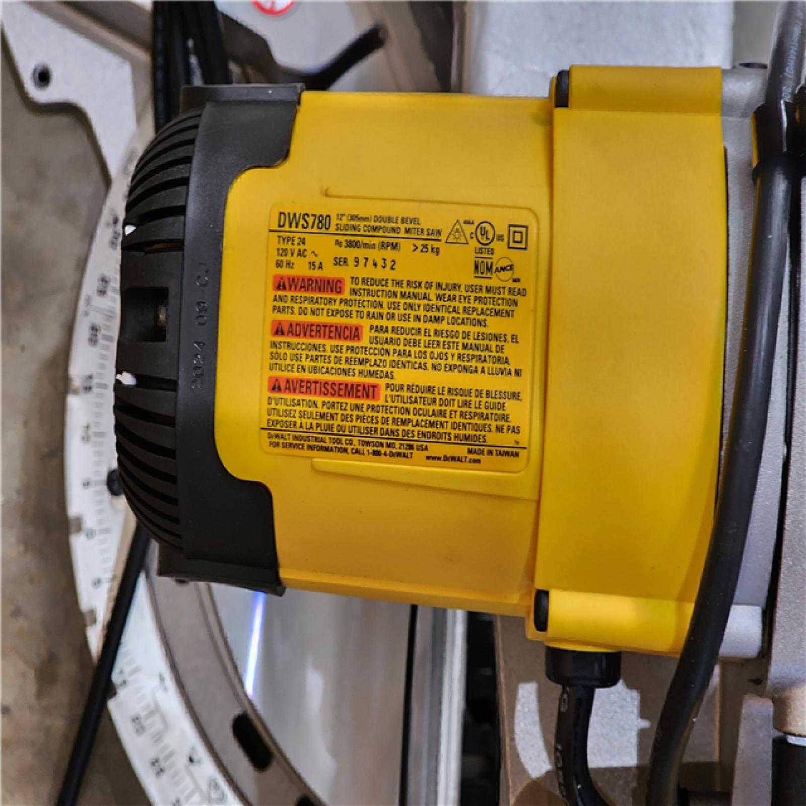 HOUSTON LOCATION - AS-IS DEWALT 15 Amp Corded 12 in. Double Bevel Sliding Compound Miter Saw with XPS Technology  Blade Wrench and Material Clamp