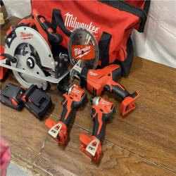 AS-IS Milwaukee M18 18-Volt Lithium-Ion Brushless Cordless Combo Kit (4-Tool) with 2-Batteries, 1-Charger and Tool Bag