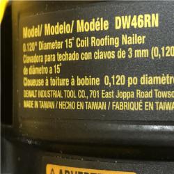 AS-IS DEWALT 1-3/4 in. 15 Degree Pneumatic Coil Roofing Nailer