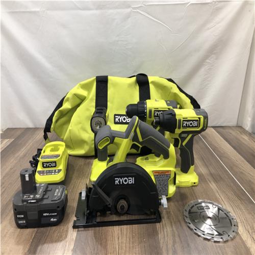 AS-IS RYOBI ONE+ 18V Cordless 4-Tool Combo Kit with 1.5 Ah Battery  4.0 Ah Battery  and Charger