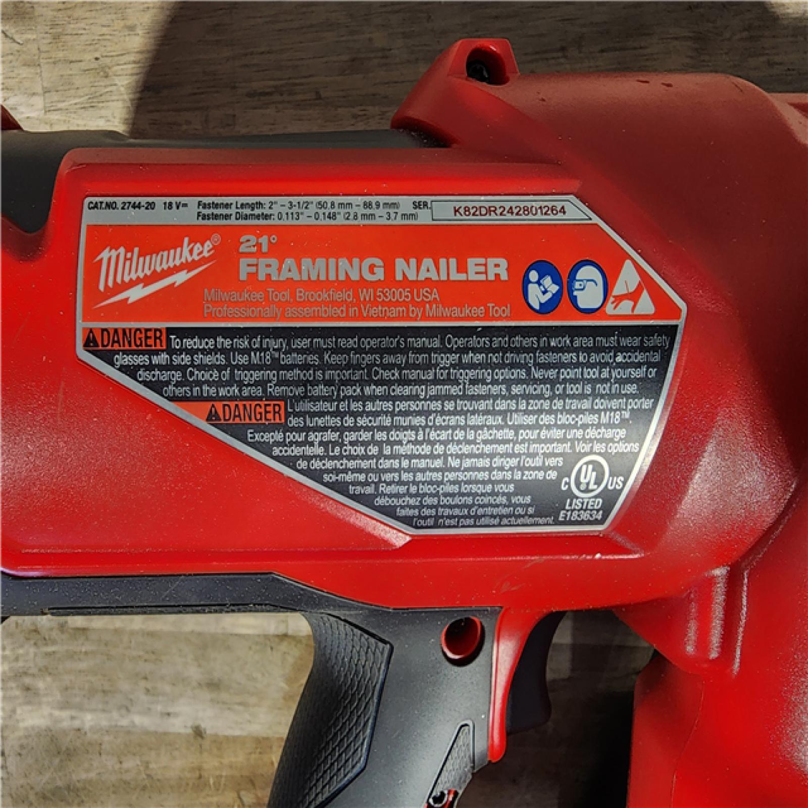 HOUSTON LOCATION - AS-IS Milwaukee 2744-20 M18 FUEL 3-1/2 in. 18-Volt 21-Degree Lithium-Ion Brushless Cordless Framing Nailer (Tool-Only)