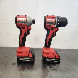AS-IS- Milwaukee M18 18V Lithium-Ion Brushless Cordless Compact Drill/Impact Combo Kit (2-Tool) W/(2) 2.0 Ah Batteries  Charger & Bag