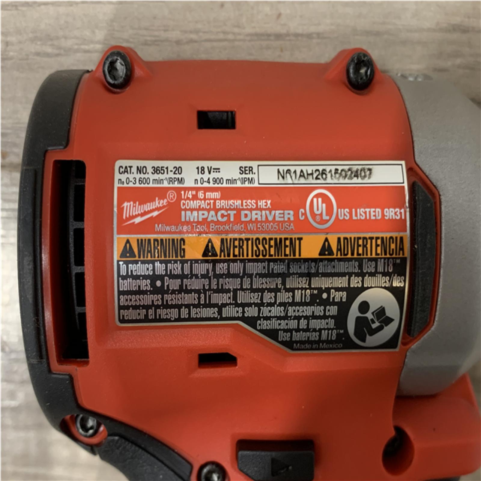 AS-IS Milwaukee 18V Lithium-Ion Compact Brushless Cordless 1/4 in. Impact Driver Kit