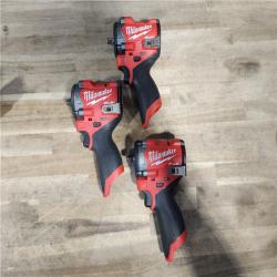 HOUSTON LOCATION - AS-IS (3) Milwaukee M12 FUEL 12V Li-Ion Brushless Cordless Stubby 3/8 in. Impact Wrench Kit W/ (2) BATTERY & CHARGER