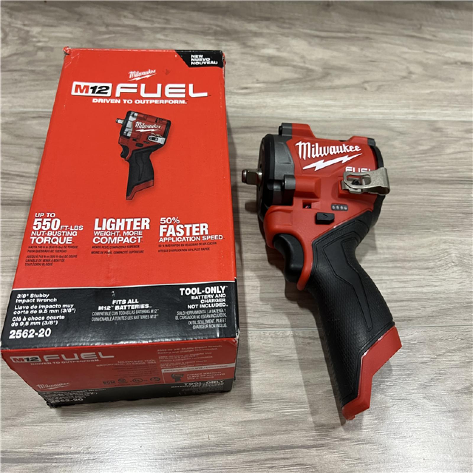 AS-IS Milwaukee  FUEL 12V Lithium-Ion Brushless Cordless Stubby 3/8 in. Impact Wrench (Tool-Only)