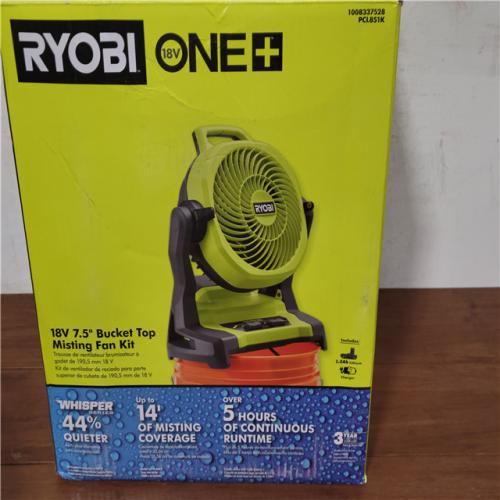 California NEW Ryobi One+ 18V 7.5 Bucket Top Misting Fan Kit  Includes (1) Battery & Charger