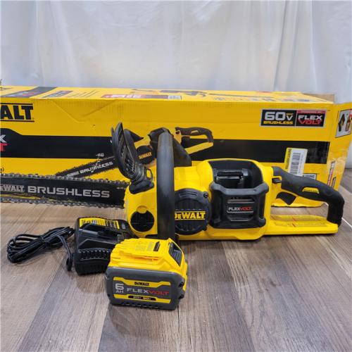 AS-IS  DEWALT  FLEXVOLT 60V MAX 16in. Brushless Cordless Battery Powered Chainsaw Kit with (1) FLEXVOLT 2 Ah Battery & Charger