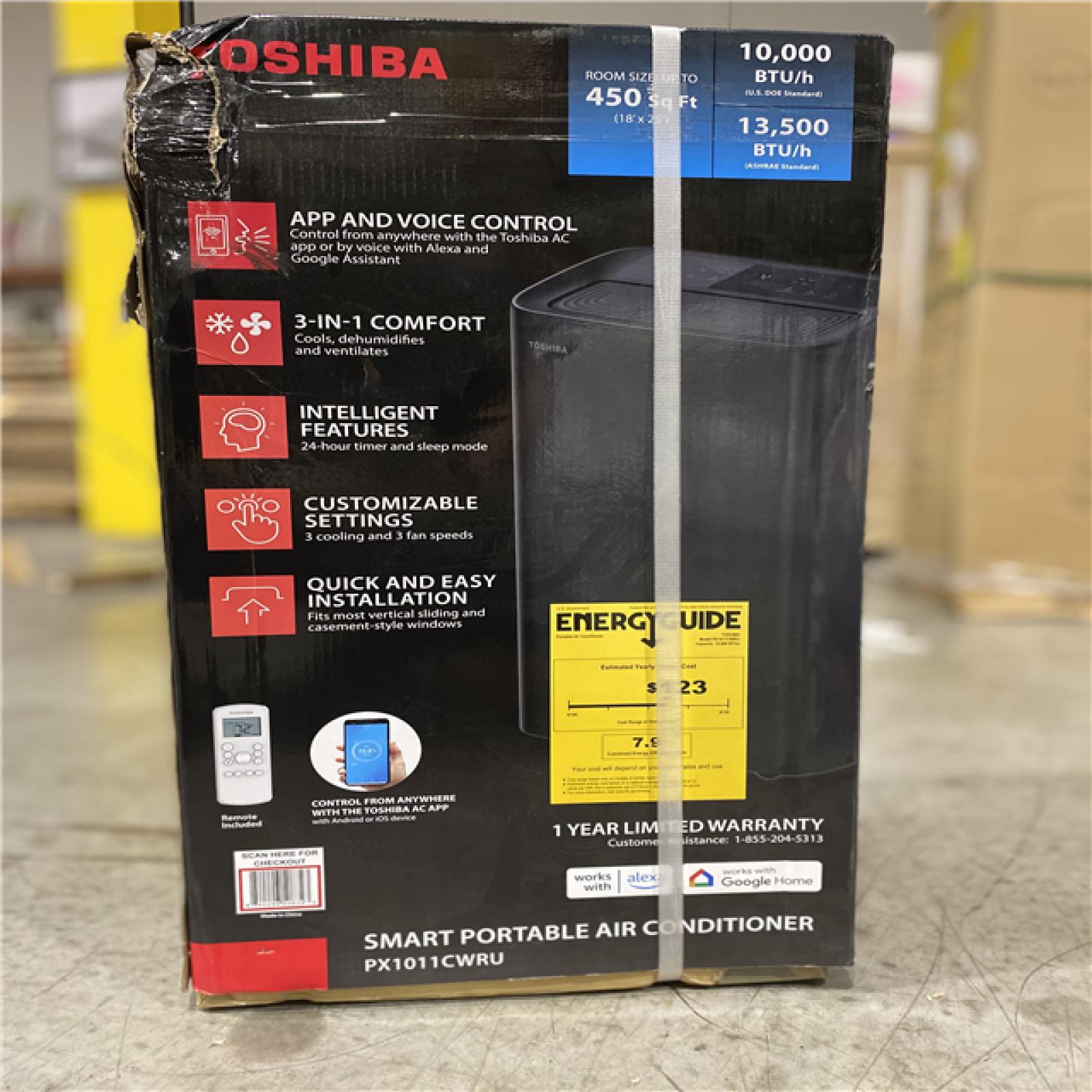 DALLAS LOCATION - Toshiba 10,000 BTU (13,500 BTU ASHRAE) 115-Volt Smart Wi-Fi Portable Air Conditioner for upto 450 sq. ft.