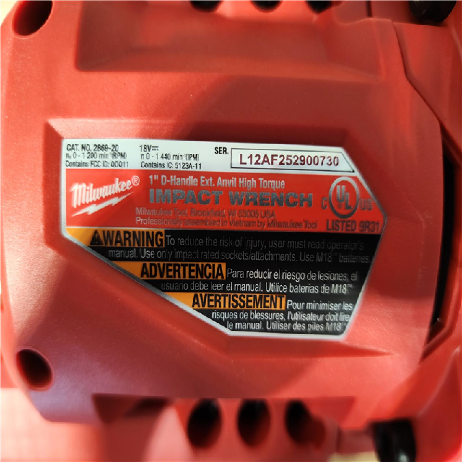 HOUSTON LOCATION - AS-IS Milwaukee FUEL 18V Lithium-Ion Brushless Cordless 1 in. Impact Wrench Extended Reach D-Handle W/ CHARGER