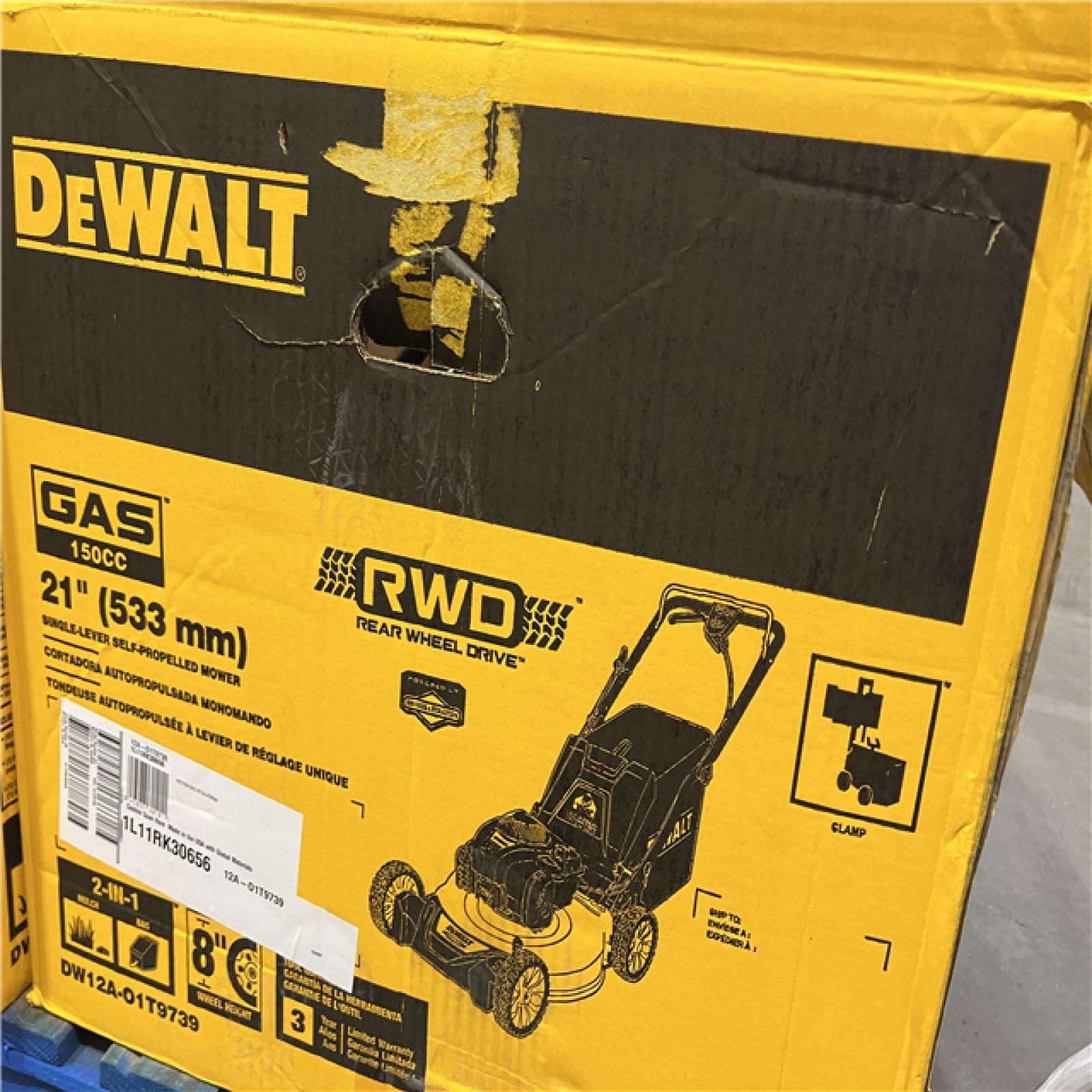 Dallas Location - As-Is DEWALT 21 in. 150cc Briggs and Stratton 625ex Engine Rear Wheel Drive 2-in-1 Gas Self Propelled Walk Behind Lawn Mower
