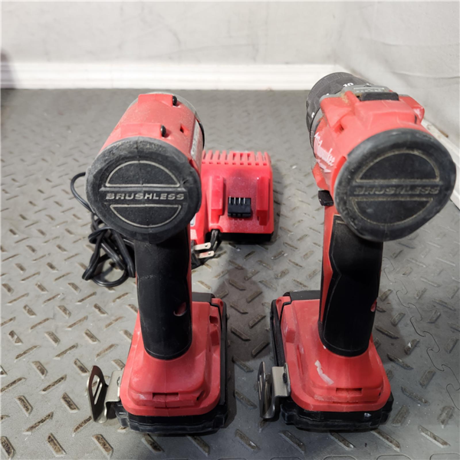 HOUSTON Location-AS-IS-Milwaukee 3692-22CT 18V M18 Lithium-Ion Compact Brushless Cordless 2-Tool Combo Kit with 1/2 Drill/Driver and 1/4 Hex Impact Driver 2.0 Ah APPEARS GOOD Condition