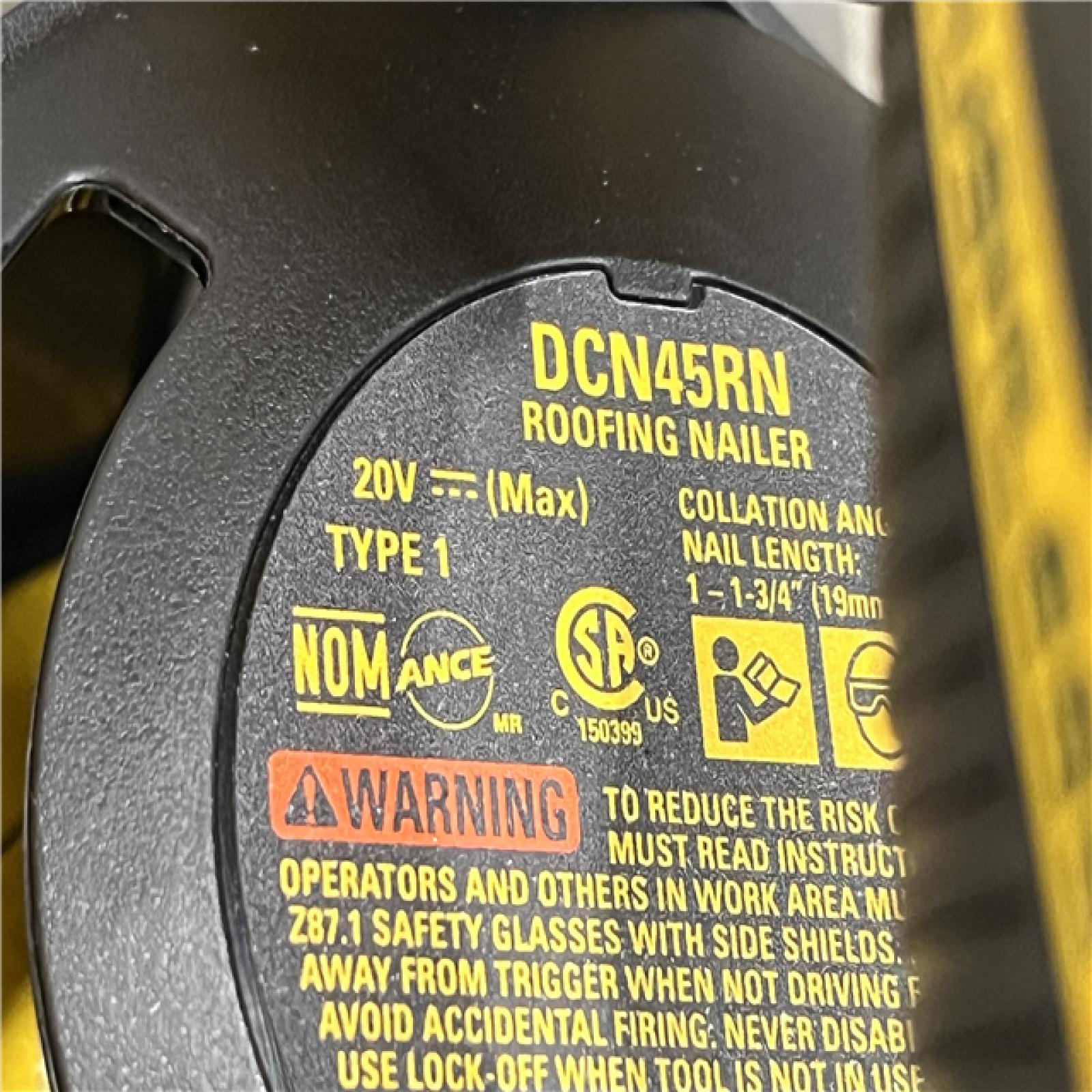 AS-IS DEWALT 20V MAX Lithium-Ion 15-Degree Electric Cordless Roofing Nailer Kit