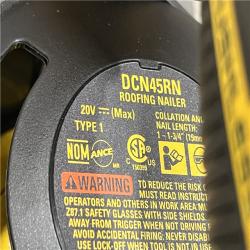 AS-IS DEWALT 20V MAX Lithium-Ion 15-Degree Electric Cordless Roofing Nailer Kit