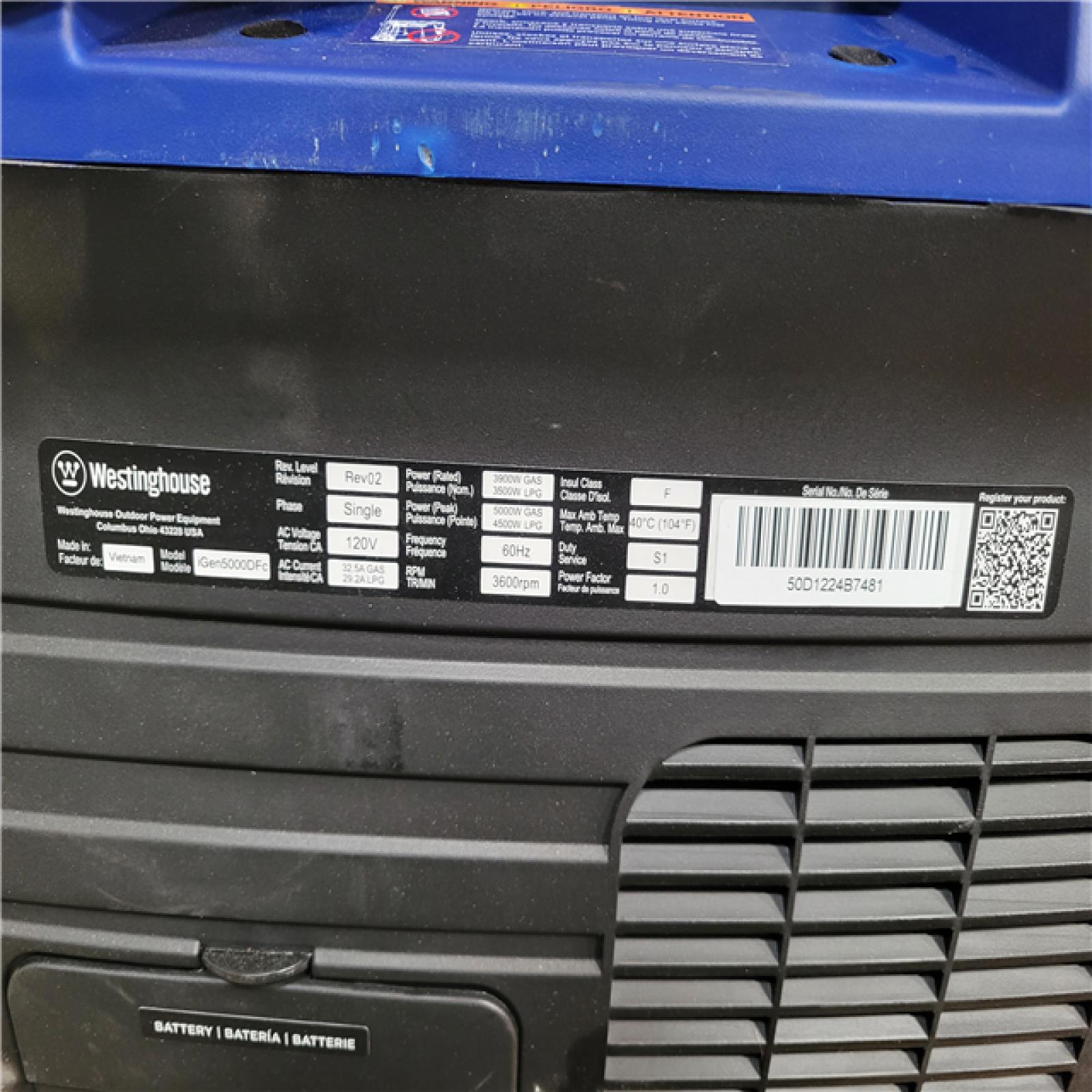California AS-IS Westinghouse Portable Generator