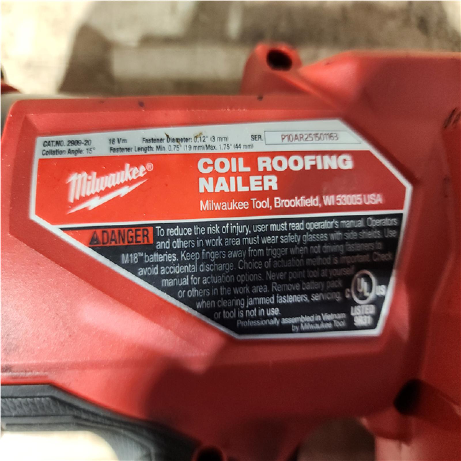 HOUSTON LOCATION - AS - IS Milwaukee FUEL 18-Volt Lithium-Ion Brushless Cordless Coil Roofing Nailer (Tool Only)