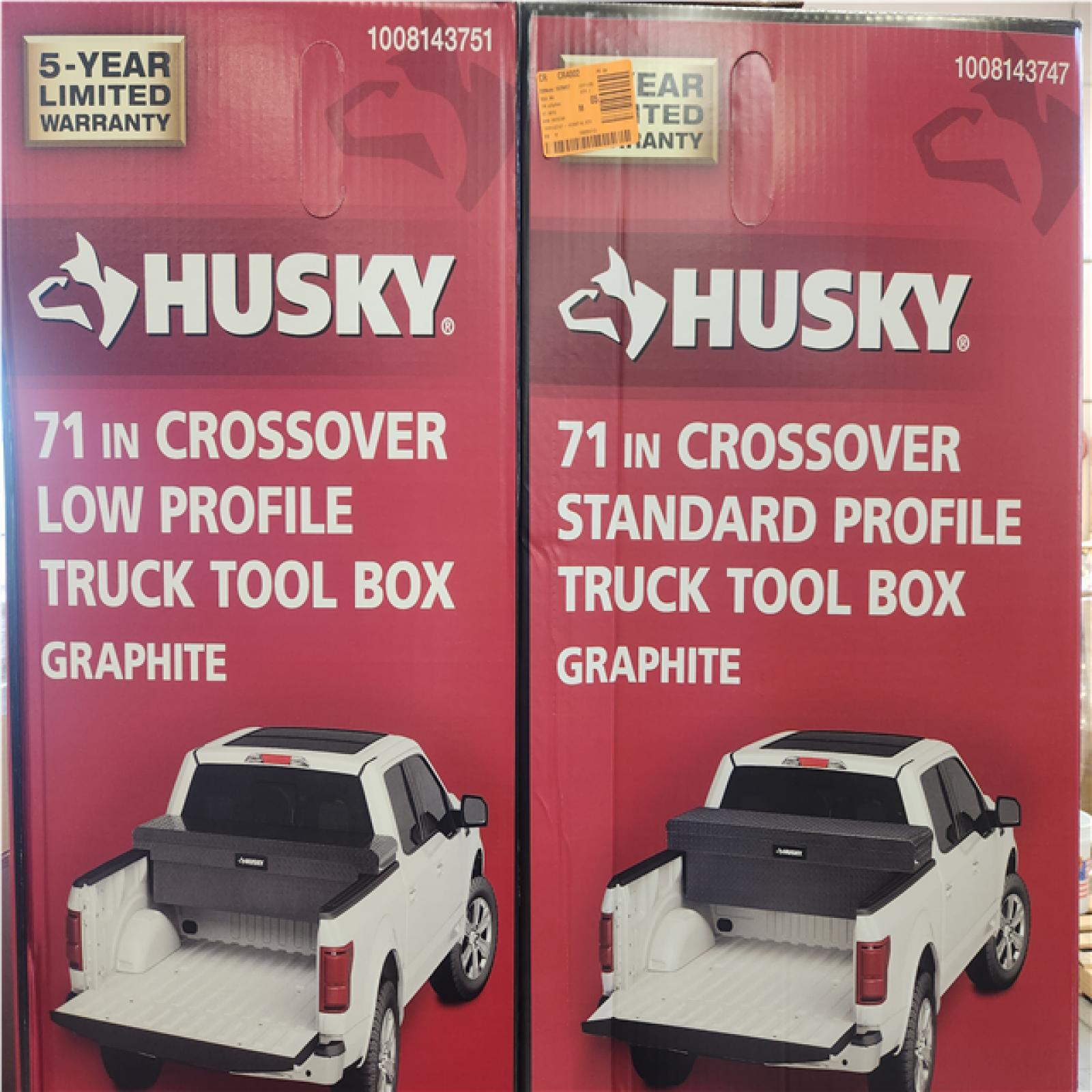 Phoenix NEW Husky 71 in. Crossover Truck Tool Box in Aluminum, w/ Low Profile for Full Size Trucks, in Graphite Pallet of 4