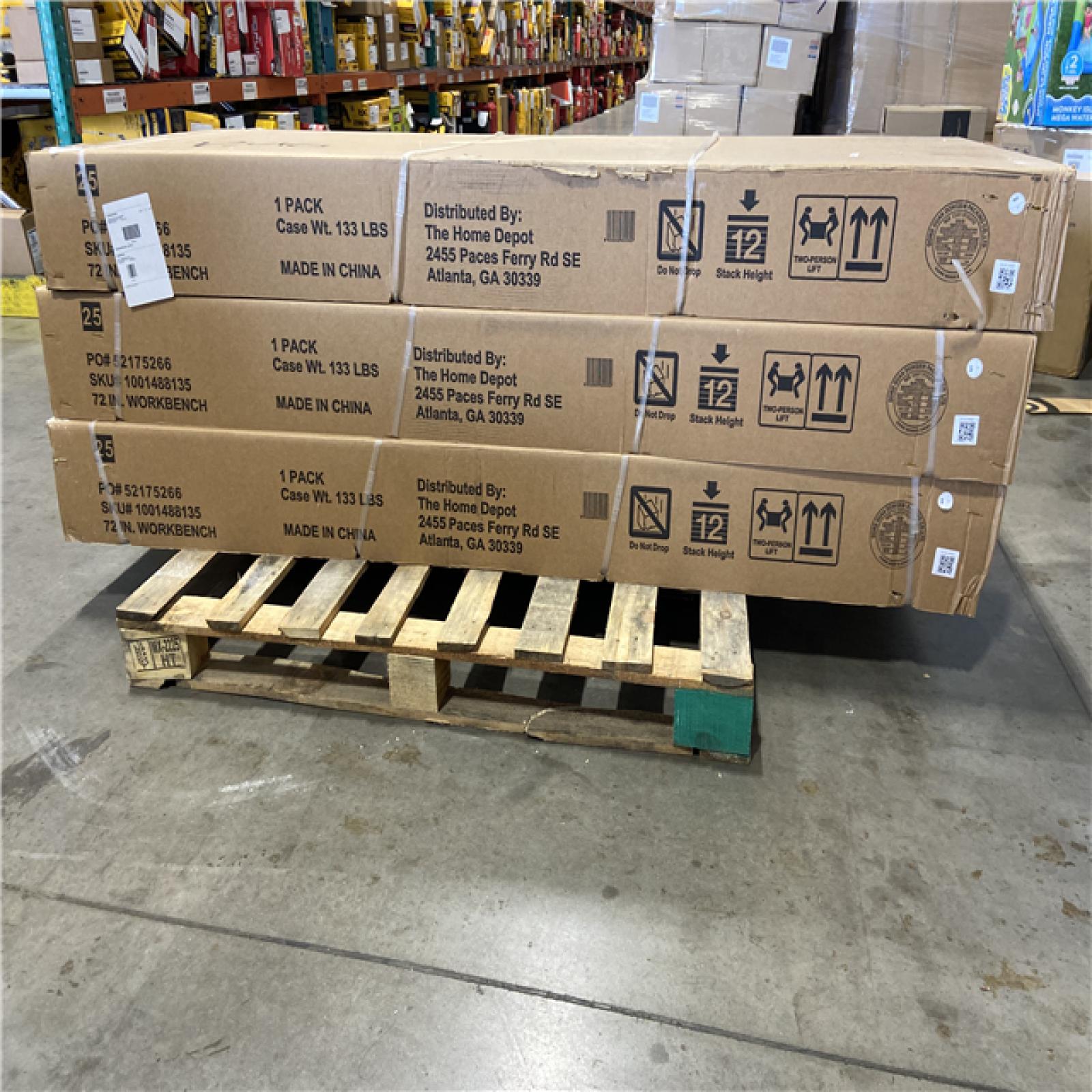 DALLAS LOCATION - Husky 72 in. W x 24 in. D Adjustable Height Black Workbench for Ready to Assemble Steel Garage Storage System 3 (UNITS)