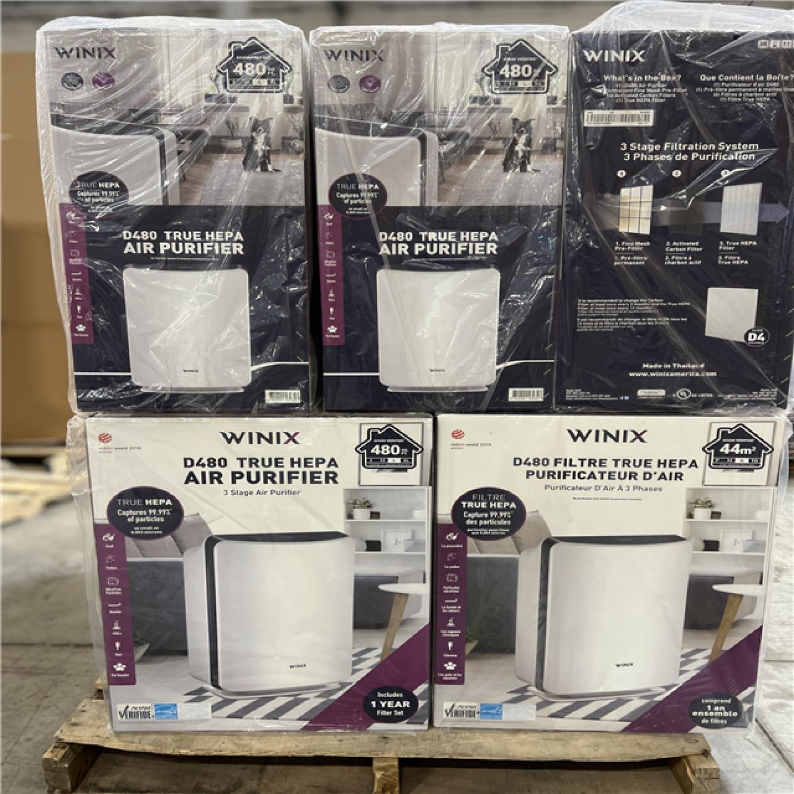 DALLAS LOCATION- NEW! - Winix D480True HEPA 3-Stage Air Purifier, AHAM Verified for 480 sq.ft. PALLET - (14 UNITS)