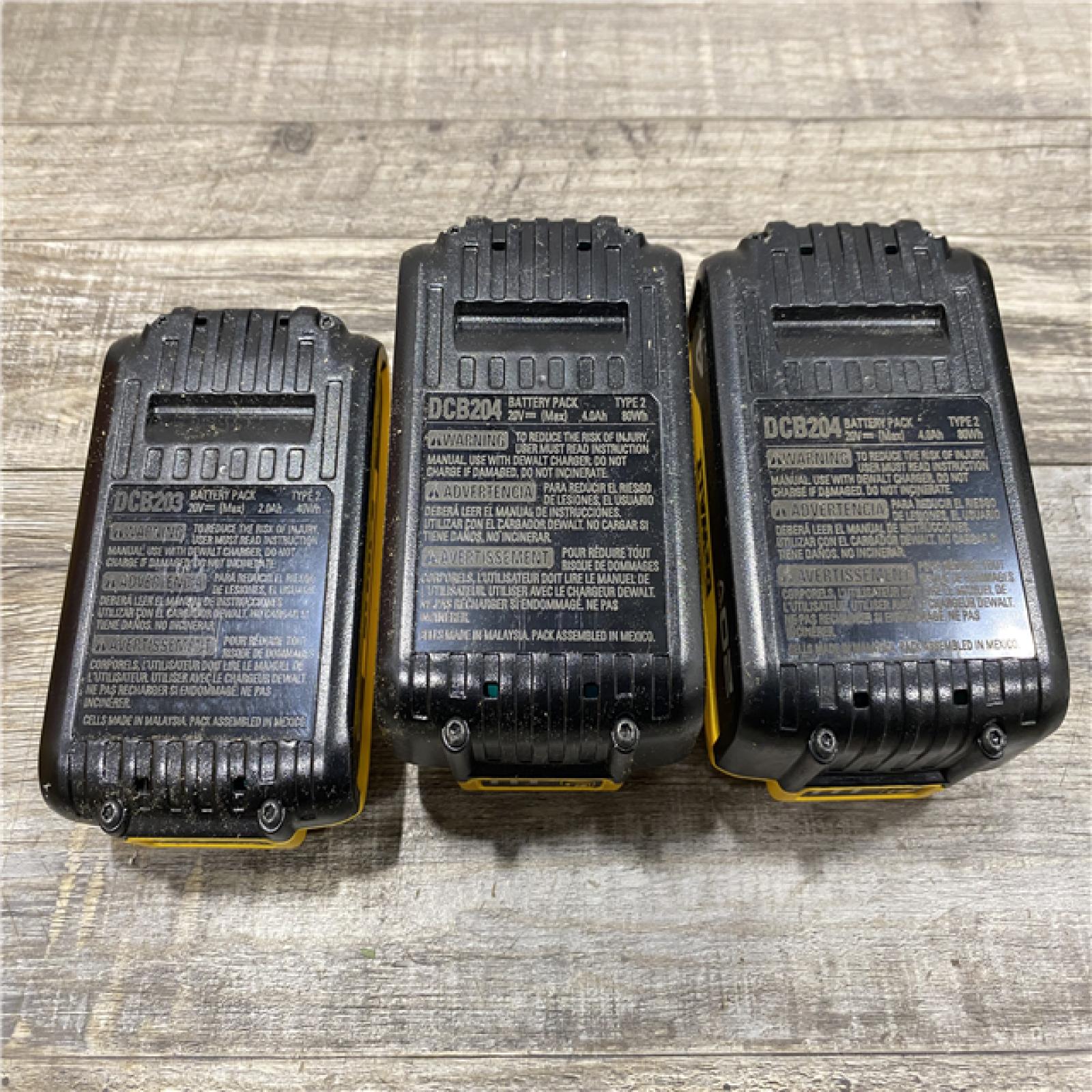 AS-IS DEWALT 20V MAX Lithium-Ion 2.0 Ah and (2) 4.0 Ah Battery Packs (3-Pack)