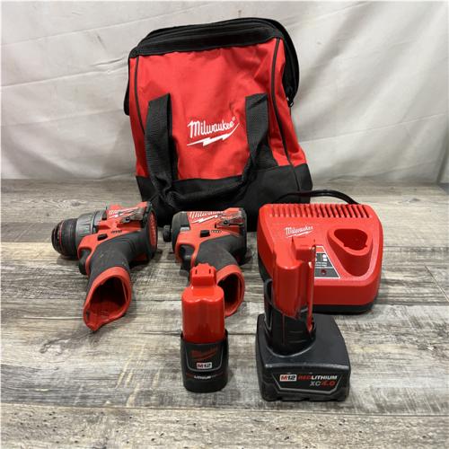 AS-IS Milwaukee FUEL 12-Volt Lithium-Ion Brushless Cordless Hammer Drill and Impact Driver Combo Kit