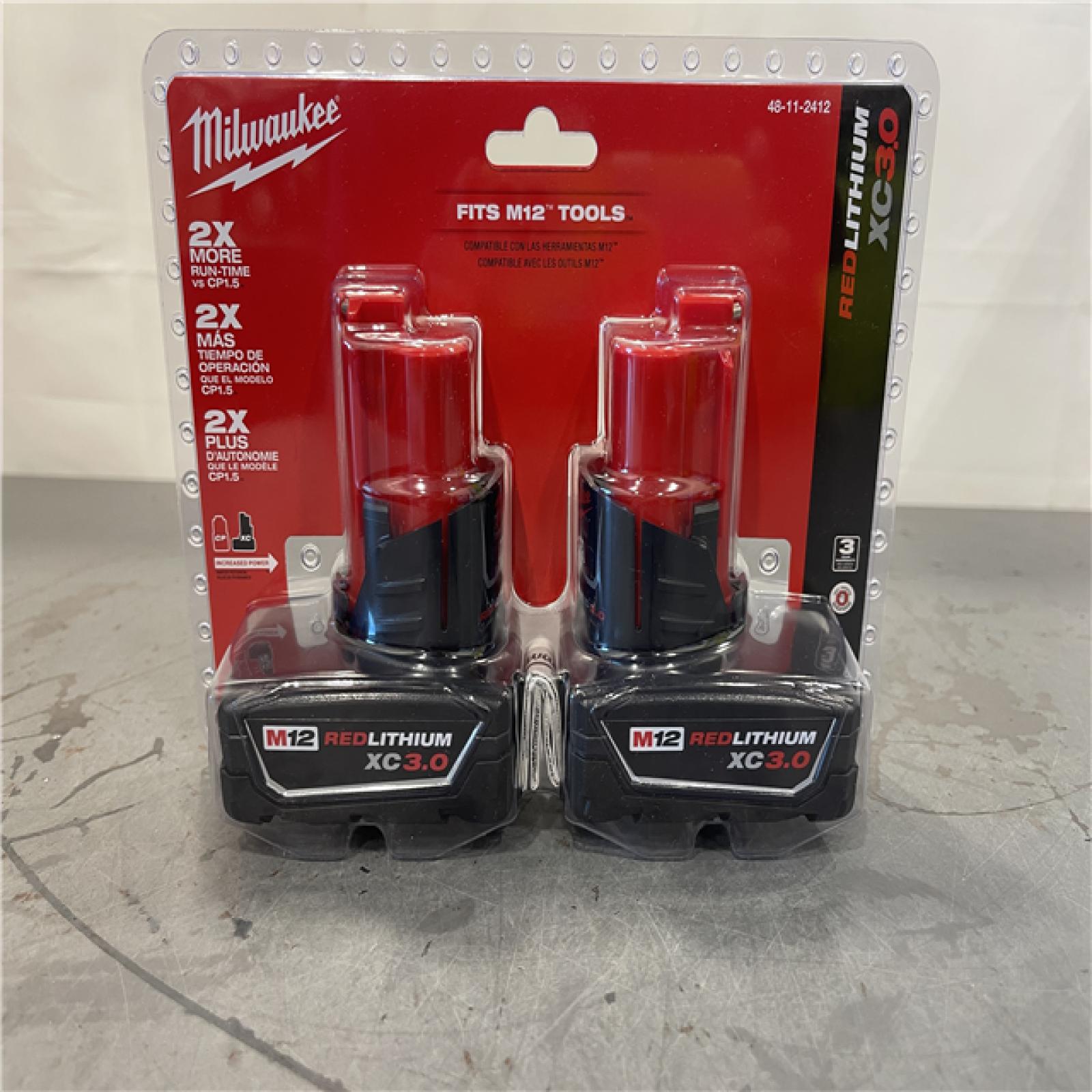 New! - Milwaukee M12 12-Volt Lithium-Ion XC Extended Capacity 3.0Ah Battery Pack (2-Pack)