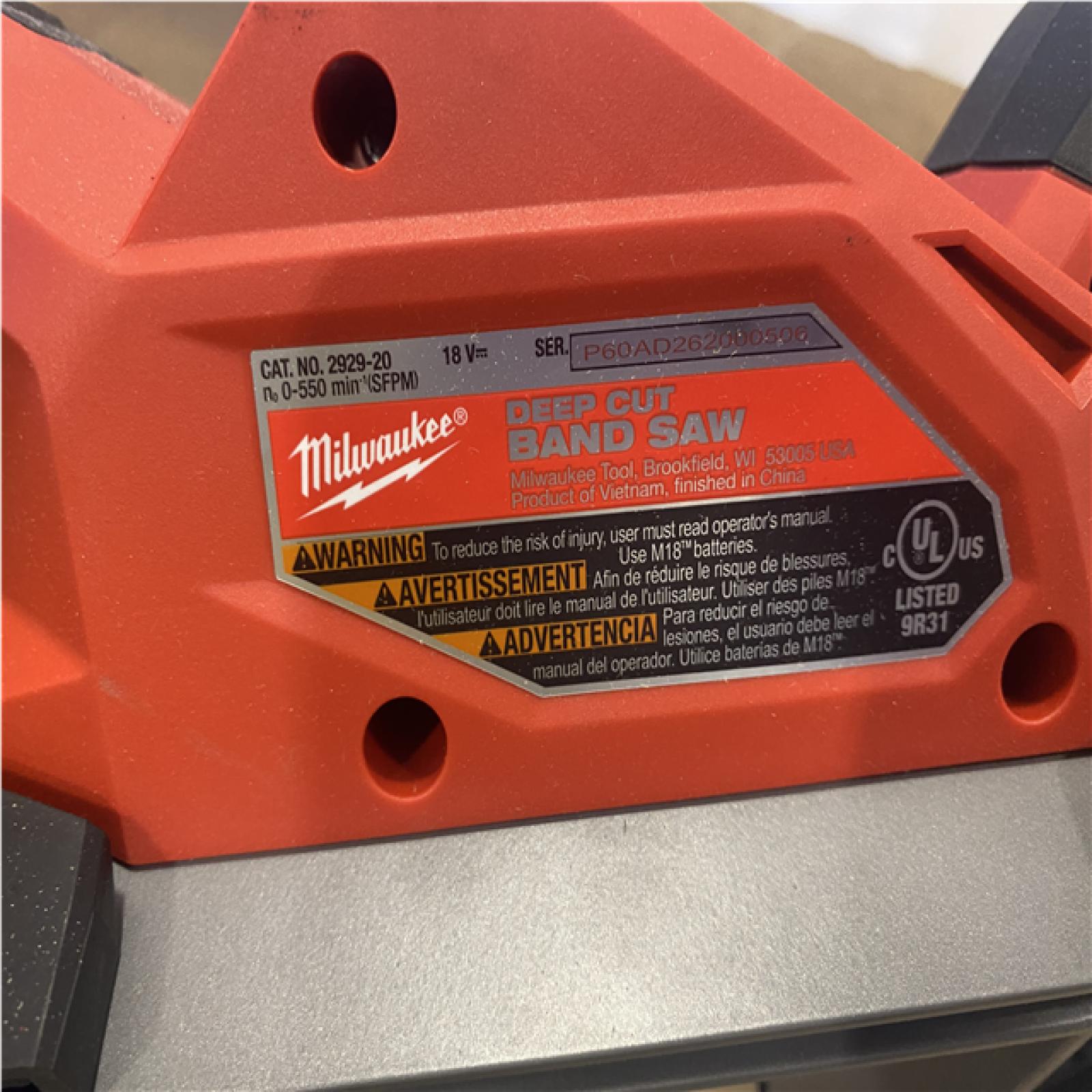 AS-IS Milwaukee FUEL 18V Lithium-Ion Brushless Cordless Deep Cut Band Saw (Tool-Only)