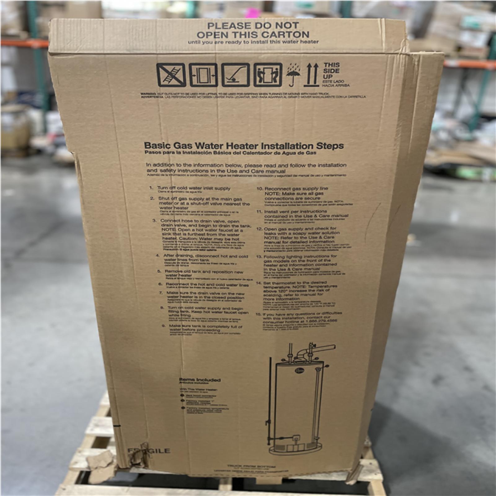 DALLAS LOCATION- AS-IS RHEEM 75 Gal. Tall 76 000 BTU Natural Gas Water Heater